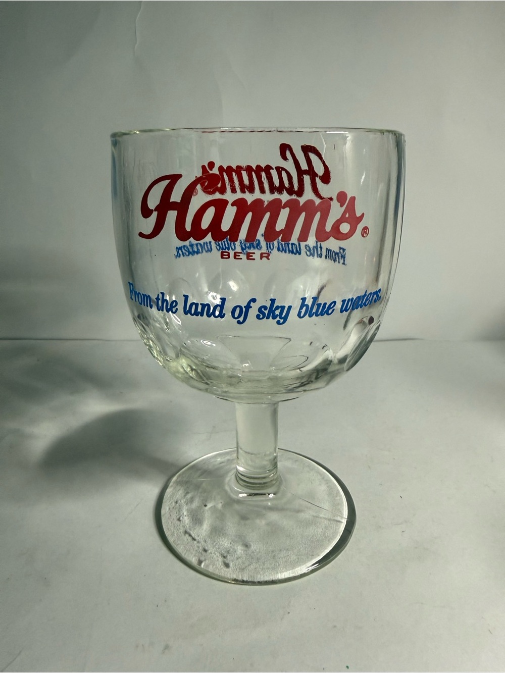 Vintage 1970s Hamm’s Beer Glass Thumbprint Goblet